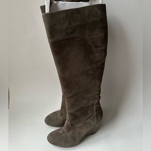 Via Spiga Wedge Tall Boots Adina Suede Size 7